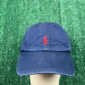 Polo Ralph Lauren Hat Chino Baseball Cap Men's Adjustable Navy Red Pony